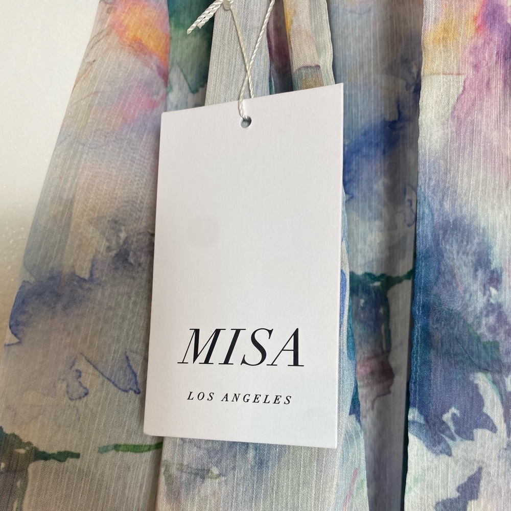 Misa Los Angeles Victorine Sleeveless High-Low Maxi Chiffon Watercolor Dress - Picture 5 of 10
